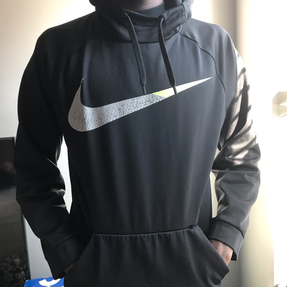 Black nike sweatshirt with silver Nike swoosh